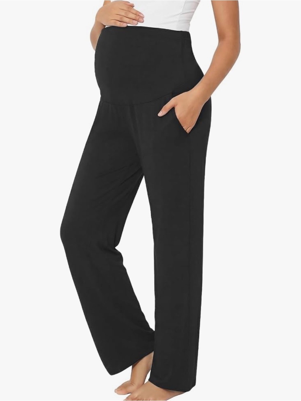 Maternity Relaxed Wide-Leg Pants - Black
